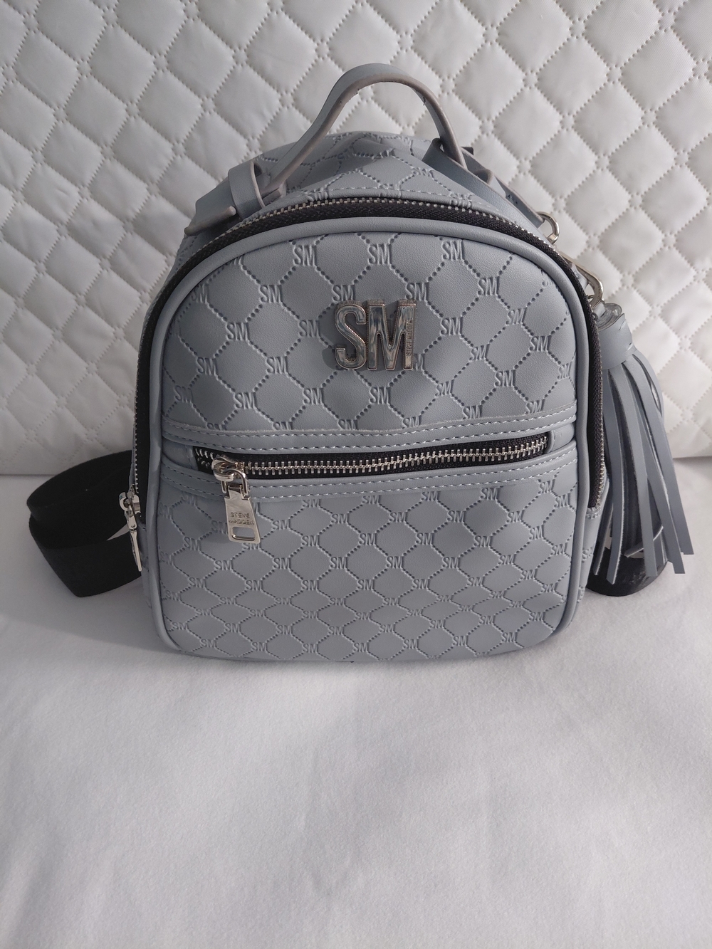 Quilted Mini Backpack - Light Gray